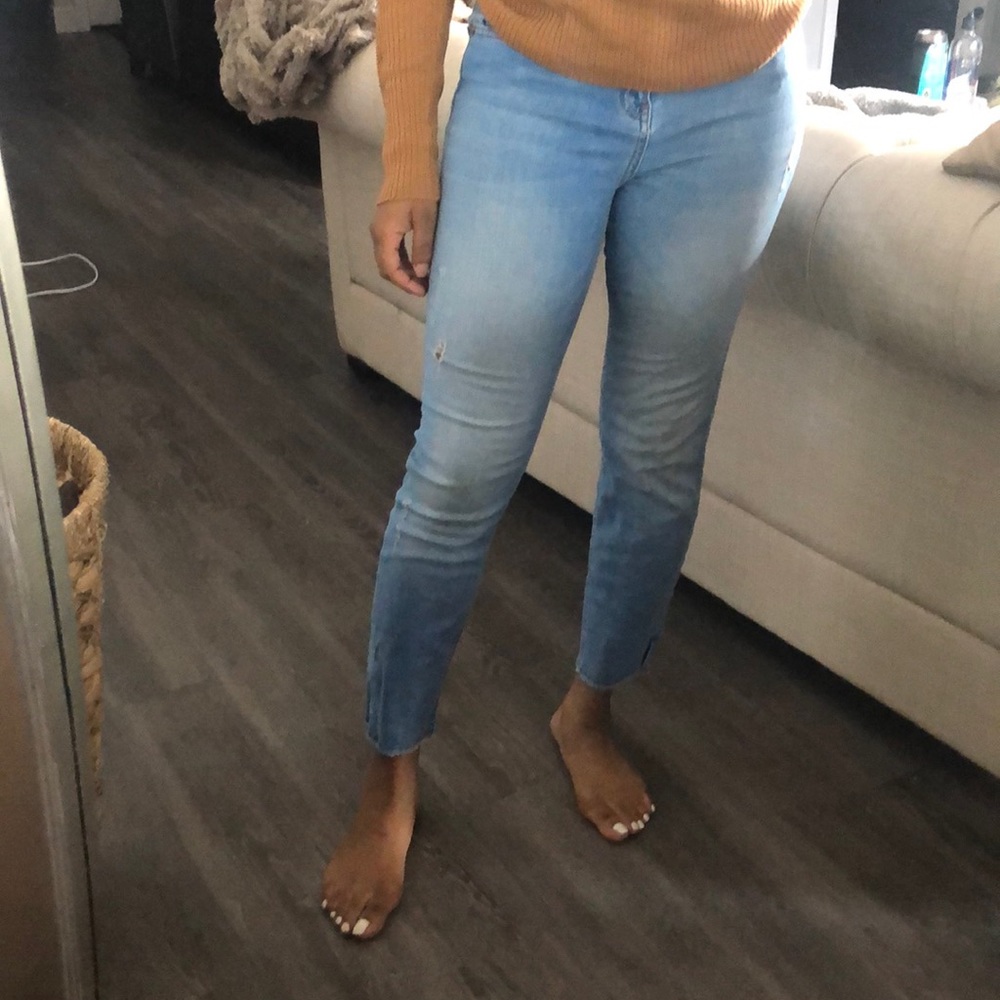 Stretchy light wash river island denim